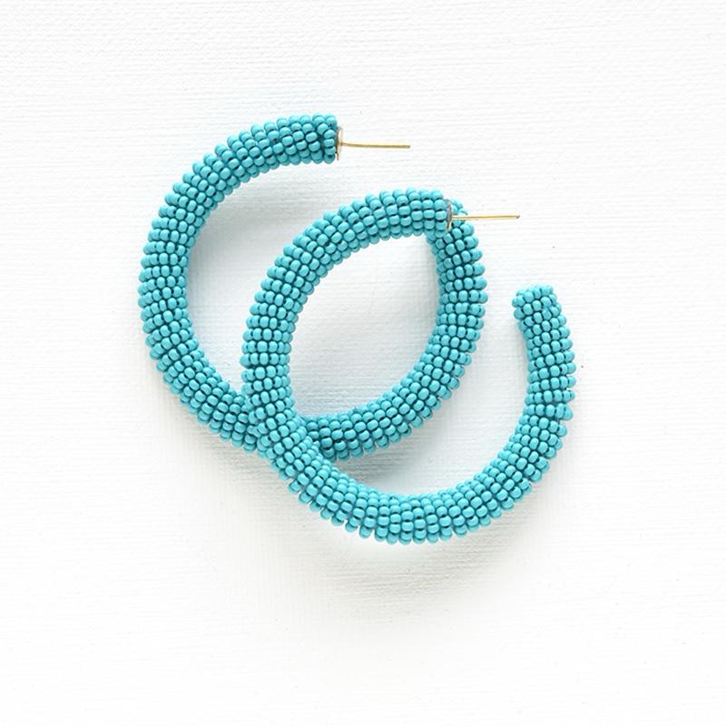 Ink+Alloy Turquoise Beaded Hoop Earrings
